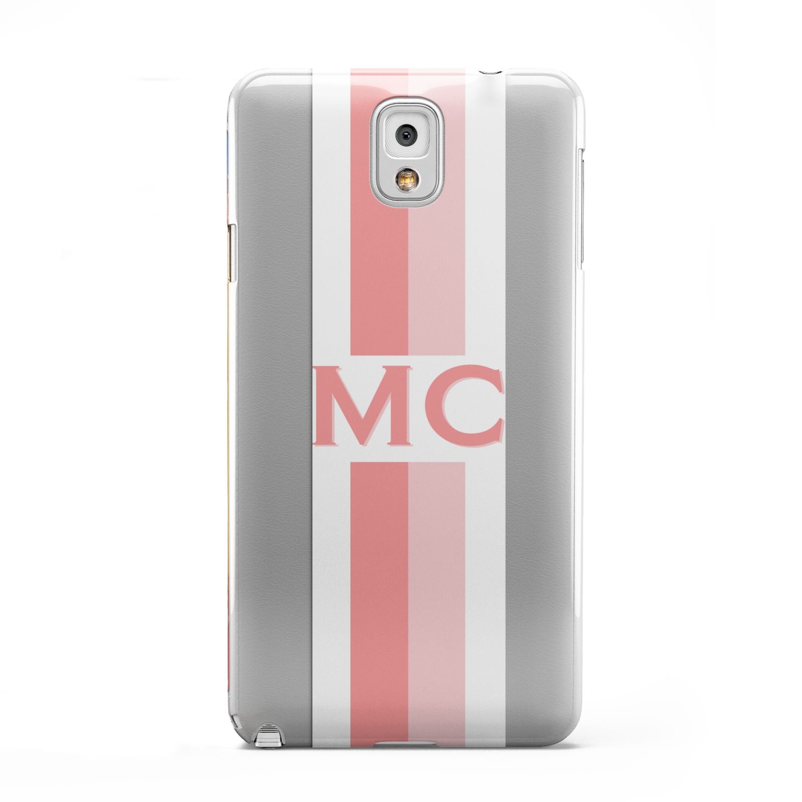 Personalised Transparent Striped Coral Pink Samsung Galaxy Note 3 Case