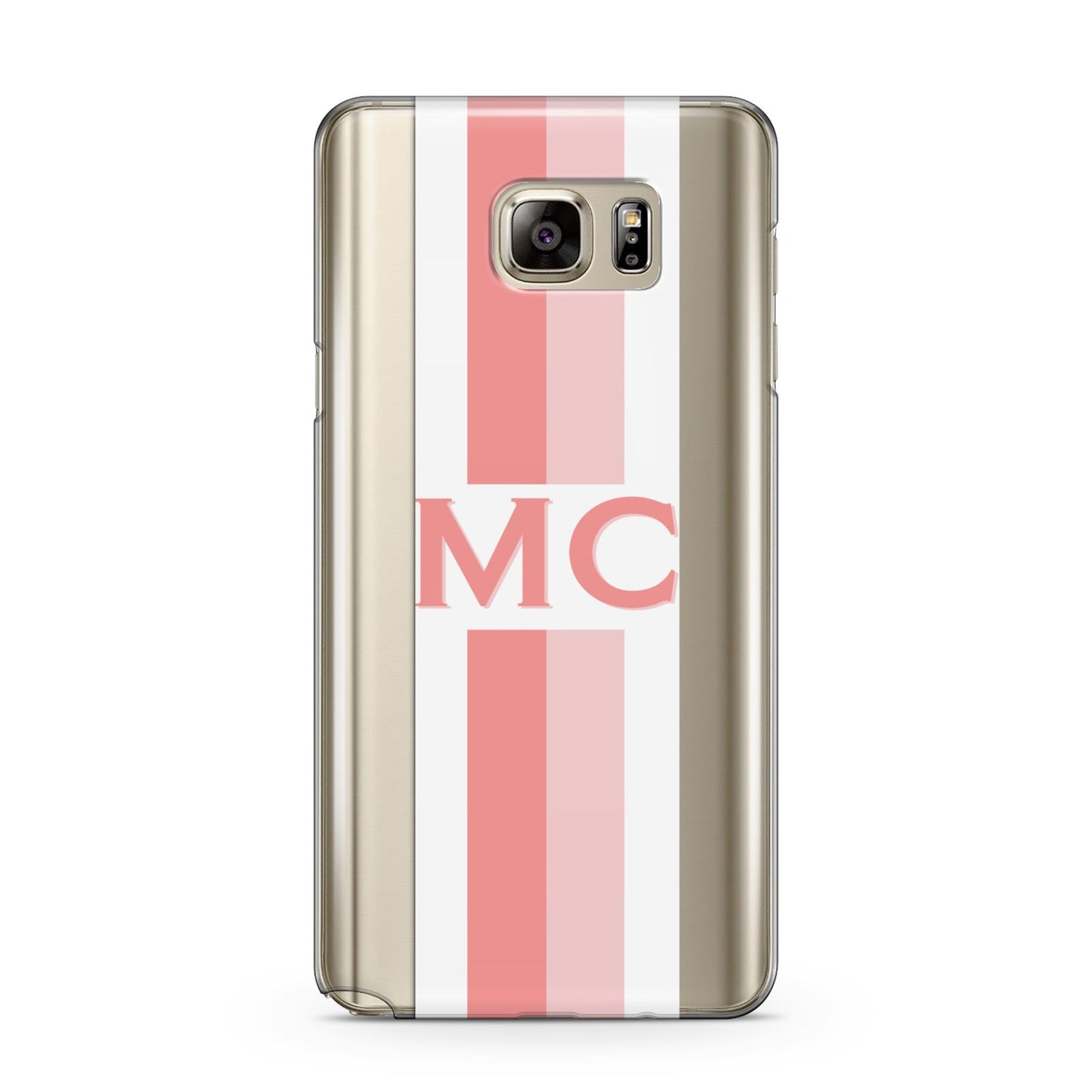 Personalised Transparent Striped Coral Pink Samsung Galaxy Note 5 Case