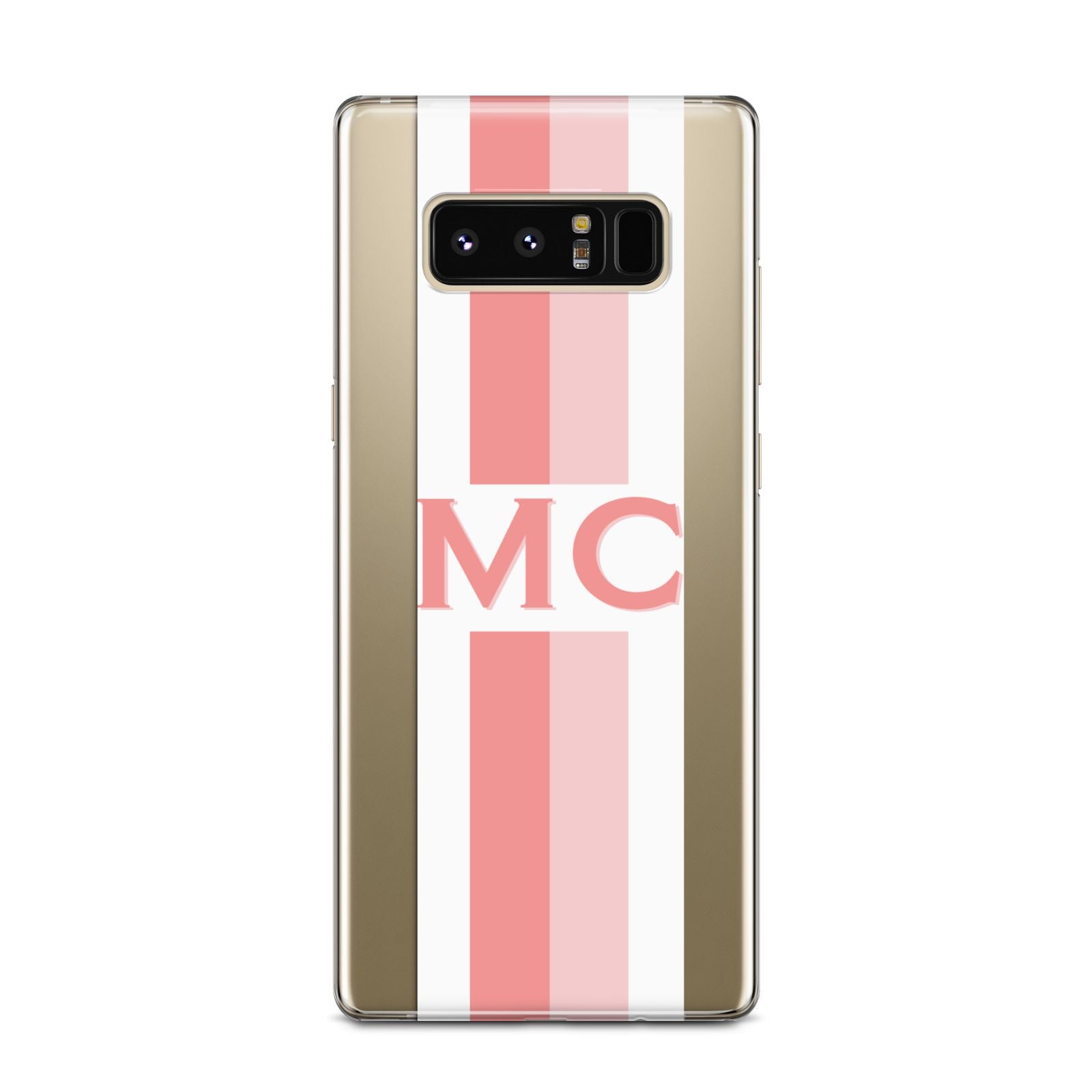 Personalised Transparent Striped Coral Pink Samsung Galaxy Note 8 Case