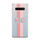 Personalised Transparent Striped Coral Pink Samsung Galaxy S10 Plus Case
