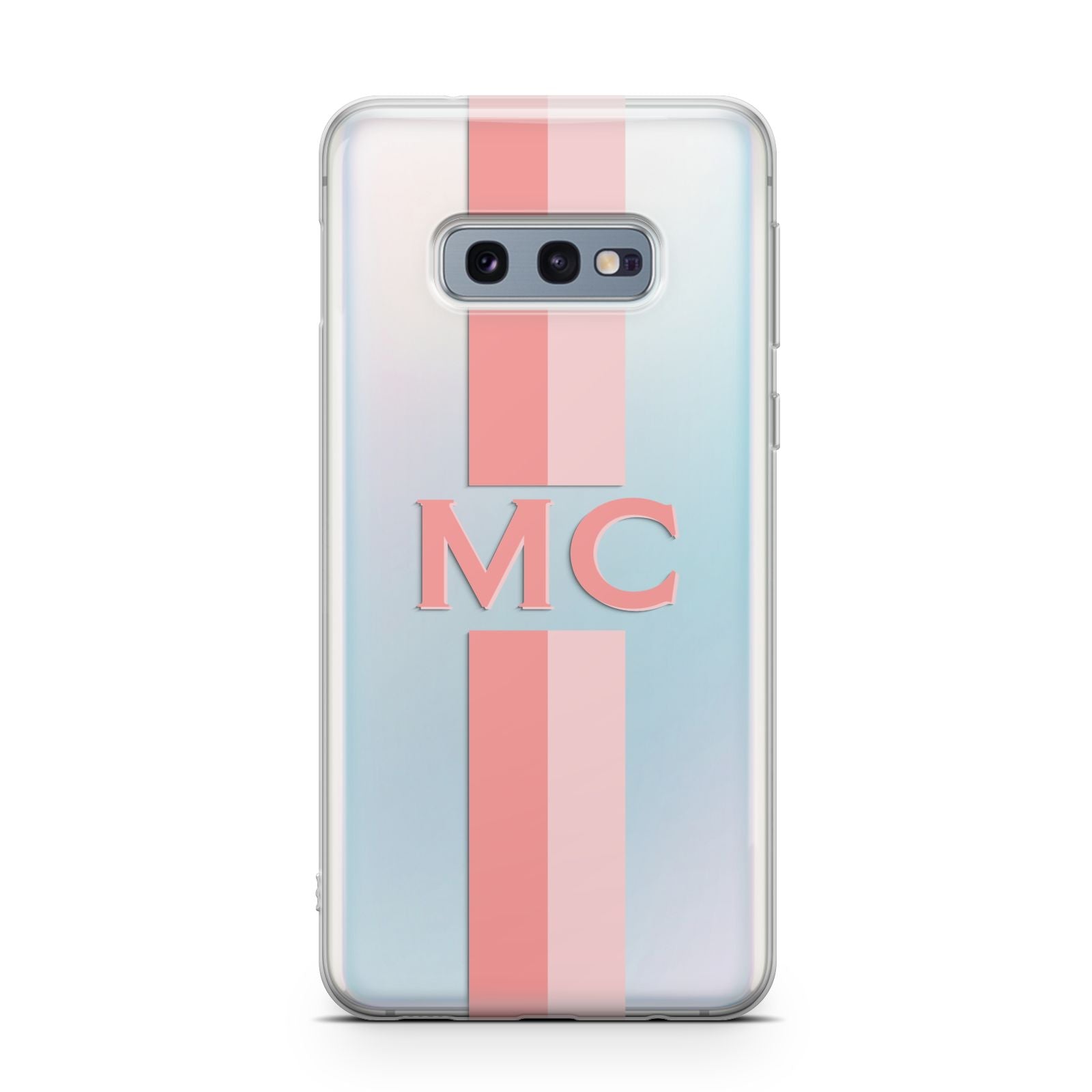Personalised Transparent Striped Coral Pink Samsung Galaxy S10E Case