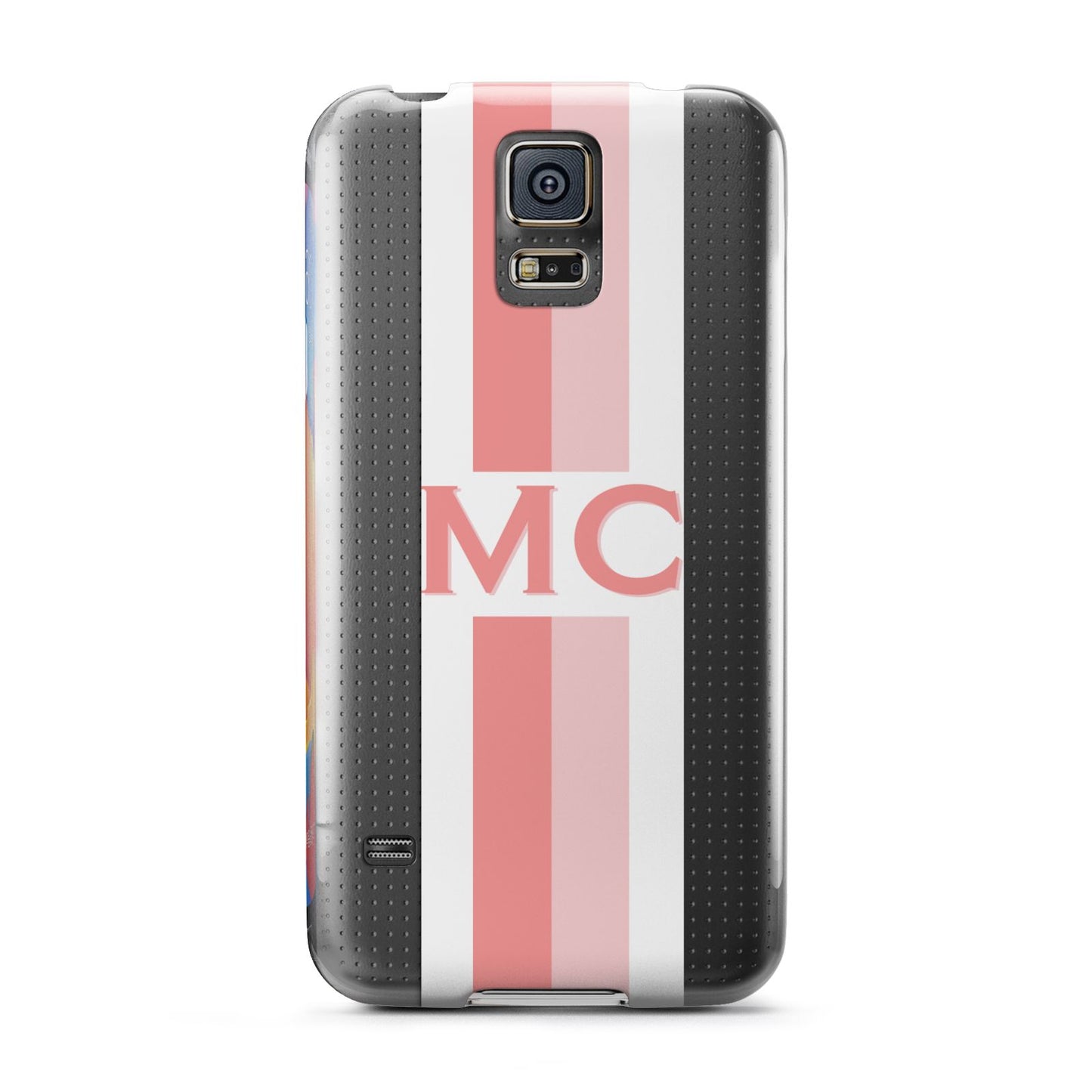 Personalised Transparent Striped Coral Pink Samsung Galaxy S5 Case