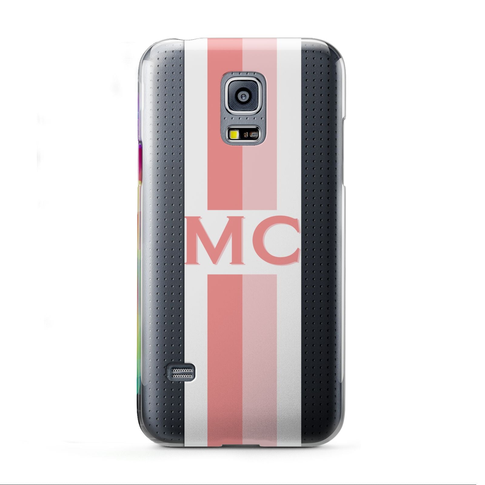 Personalised Transparent Striped Coral Pink Samsung Galaxy S5 Mini Case