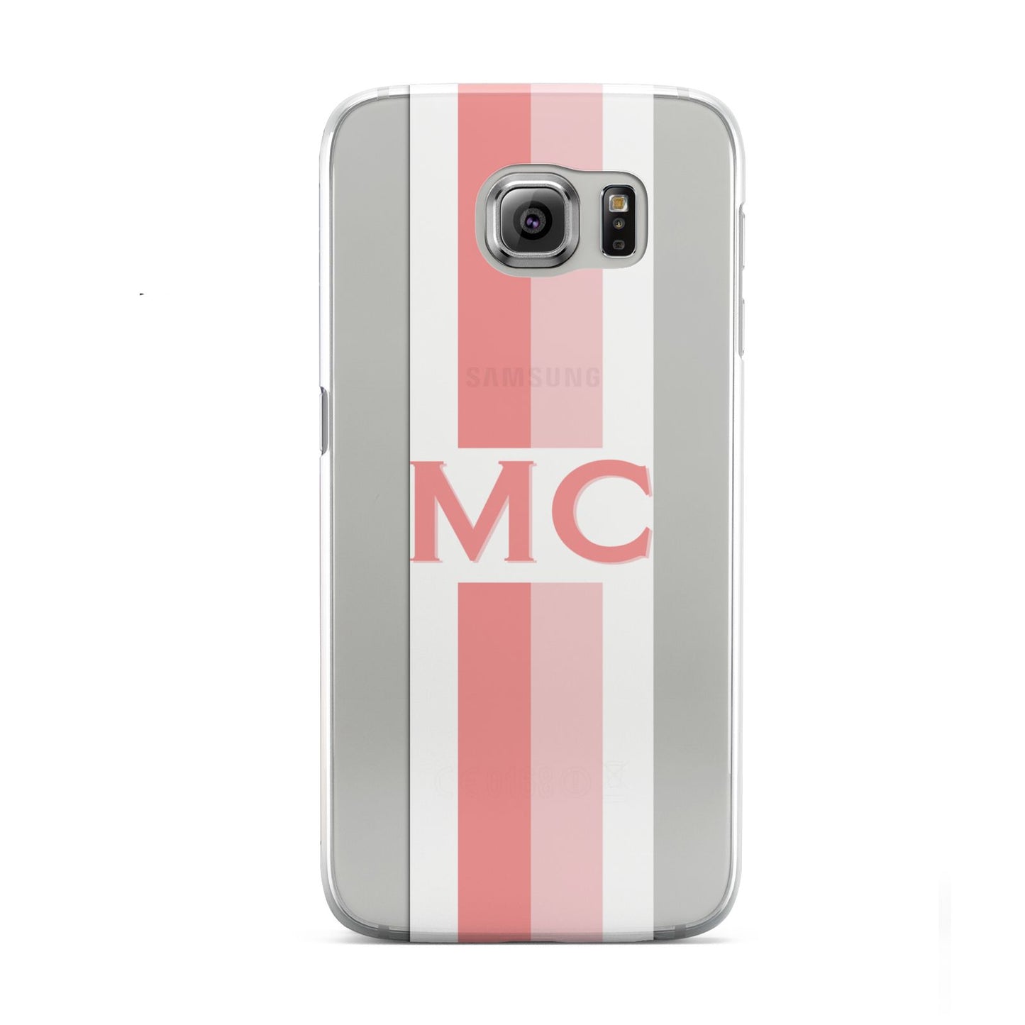 Personalised Transparent Striped Coral Pink Samsung Galaxy S6 Case
