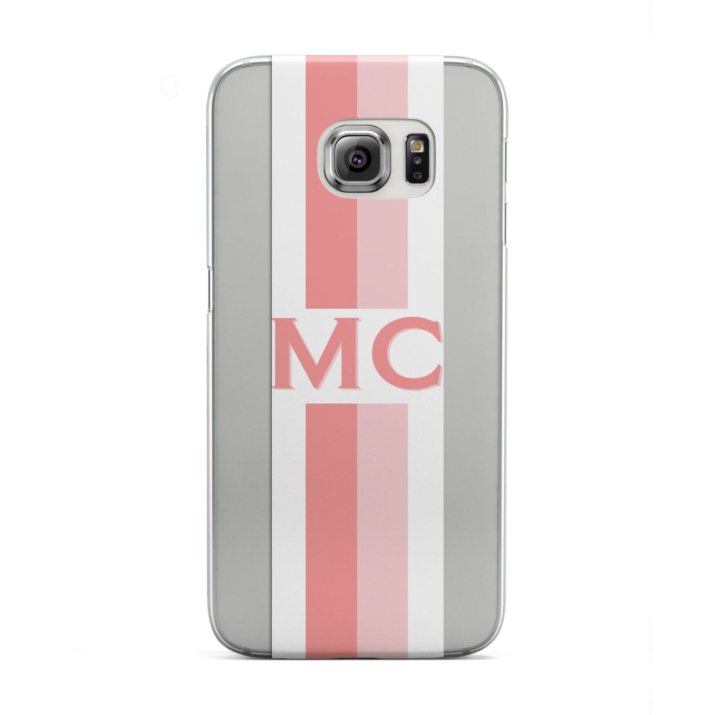 Personalised Transparent Striped Coral Pink Samsung Galaxy S6 Edge Case