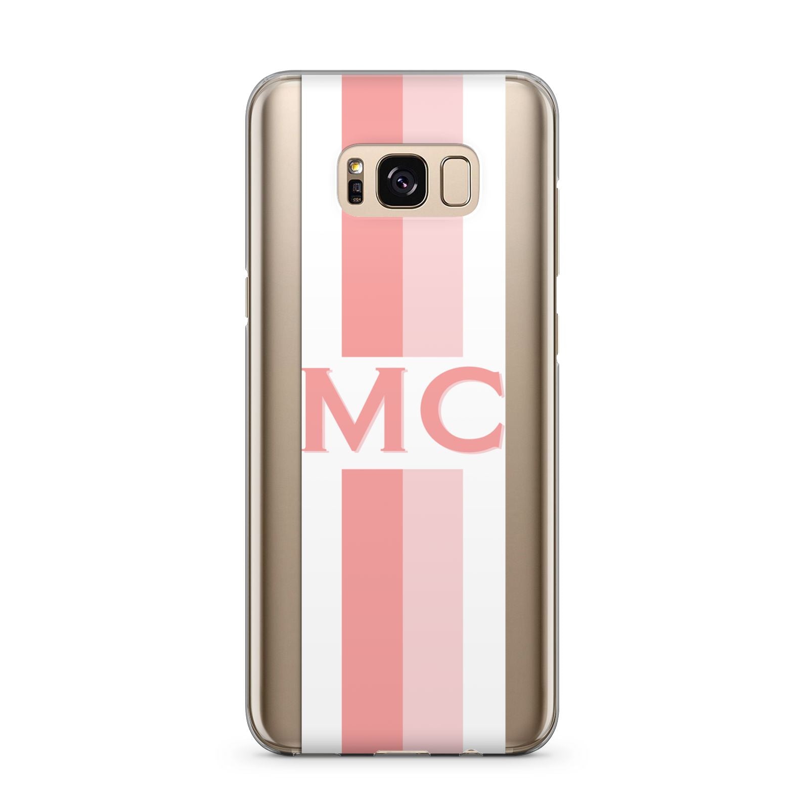 Personalised Transparent Striped Coral Pink Samsung Galaxy S8 Plus Case