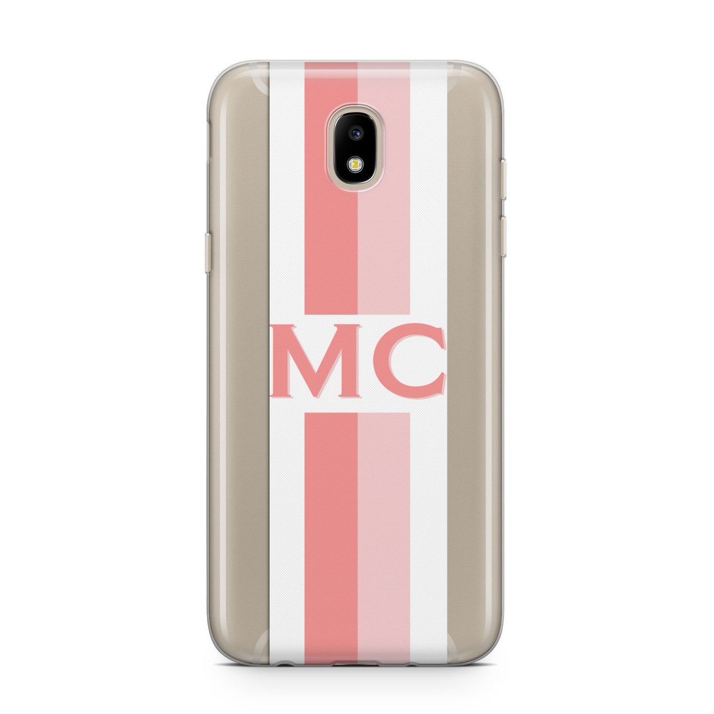 Personalised Transparent Striped Coral Pink Samsung J5 2017 Case