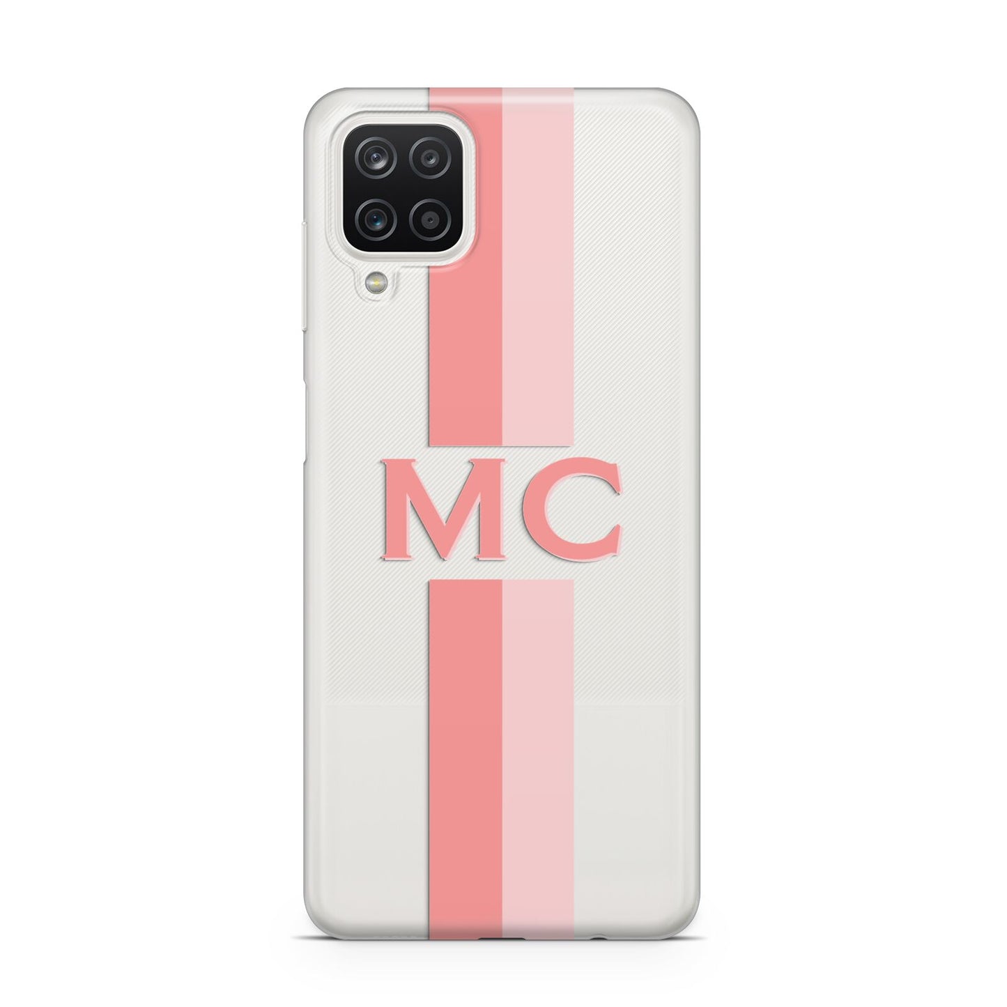 Personalised Transparent Striped Coral Pink Samsung M12 Case