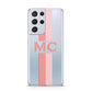 Personalised Transparent Striped Coral Pink Samsung S21 Ultra Case