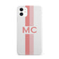 Personalised Transparent Striped Coral Pink iPhone 11 3D Snap Case