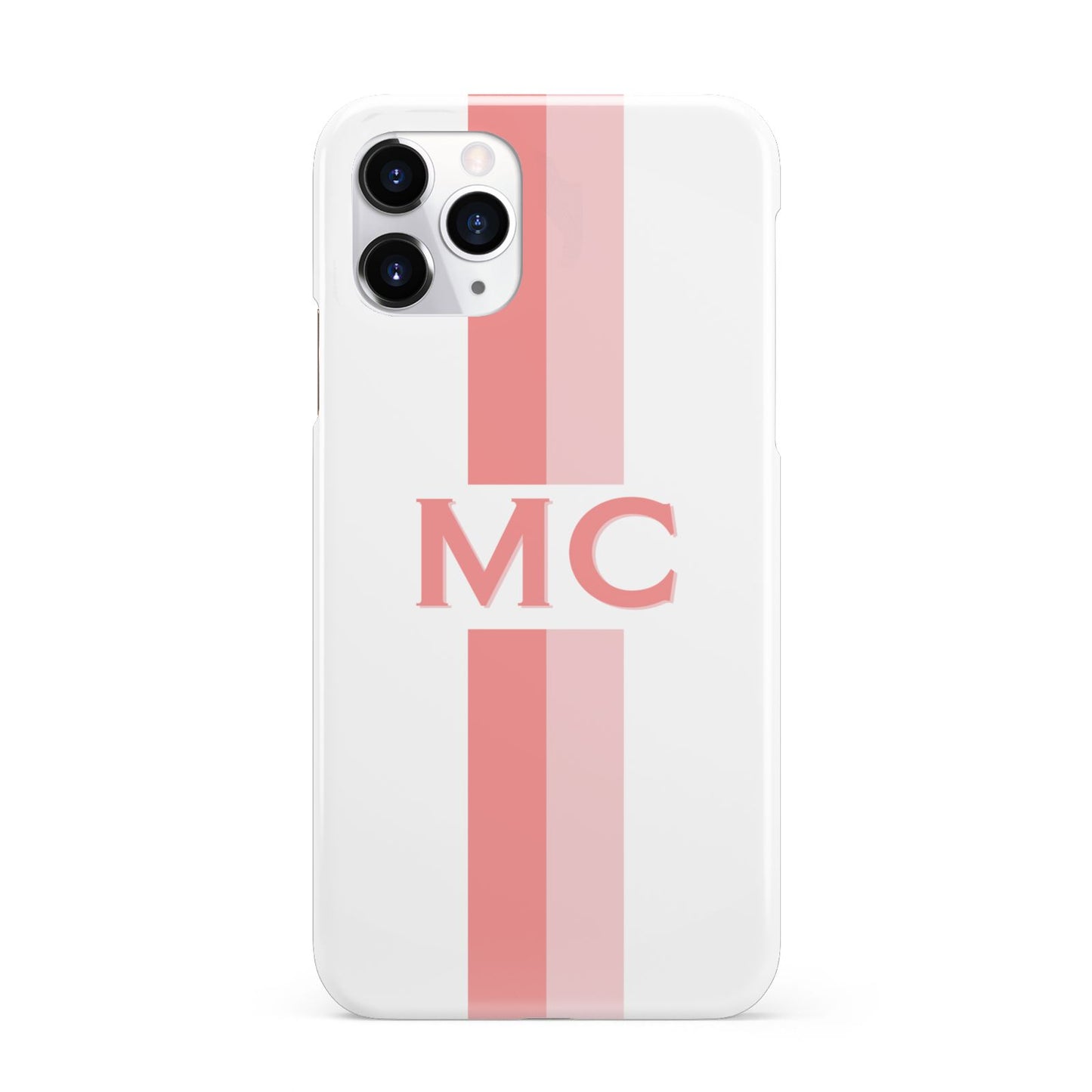 Personalised Transparent Striped Coral Pink iPhone 11 Pro 3D Snap Case