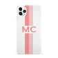 Personalised Transparent Striped Coral Pink iPhone 11 Pro Max 3D Snap Case