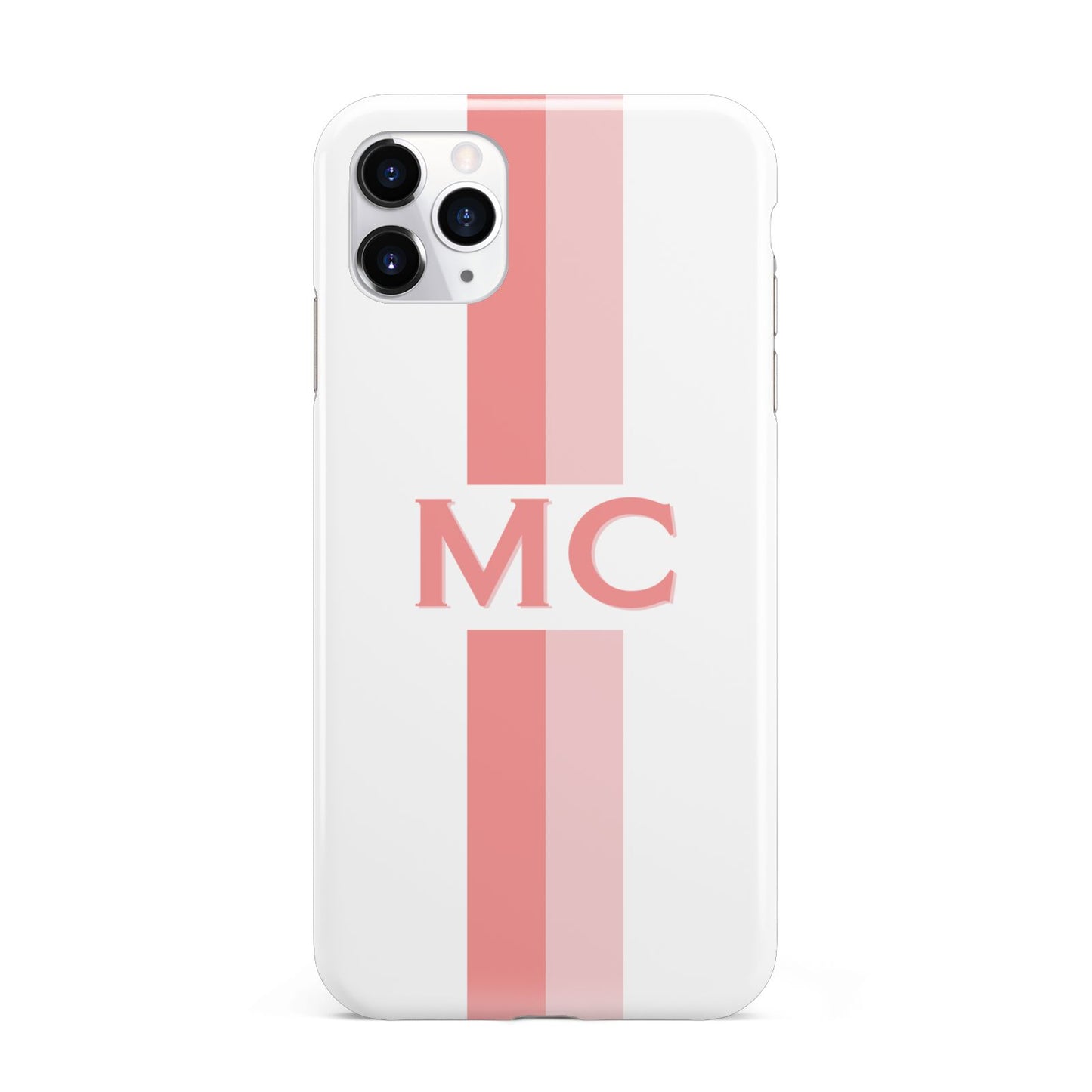 Personalised Transparent Striped Coral Pink iPhone 11 Pro Max 3D Tough Case