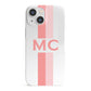 Personalised Transparent Striped Coral Pink iPhone 13 Mini Full Wrap 3D Snap Case
