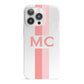 Personalised Transparent Striped Coral Pink iPhone 13 Pro Full Wrap 3D Snap Case