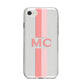 Personalised Transparent Striped Coral Pink iPhone 8 Bumper Case on Silver iPhone