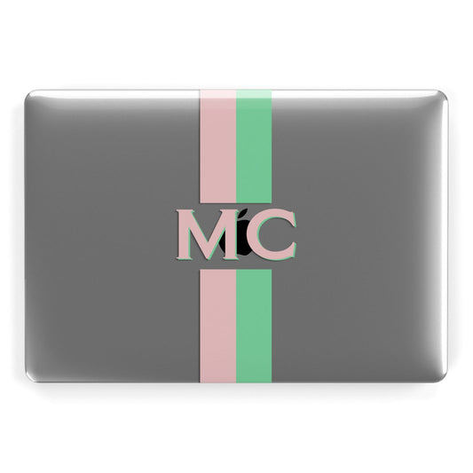 Personalised Transparent Striped Pink Green Apple MacBook Case