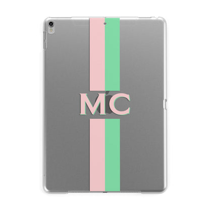 Personalised Transparent Striped Pink Green Apple iPad Silver Case