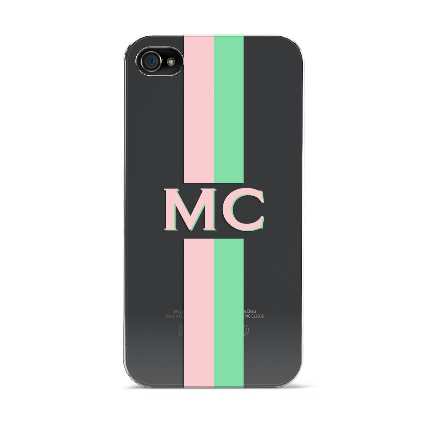 Personalised Transparent Striped Pink Green Apple iPhone 4s Case