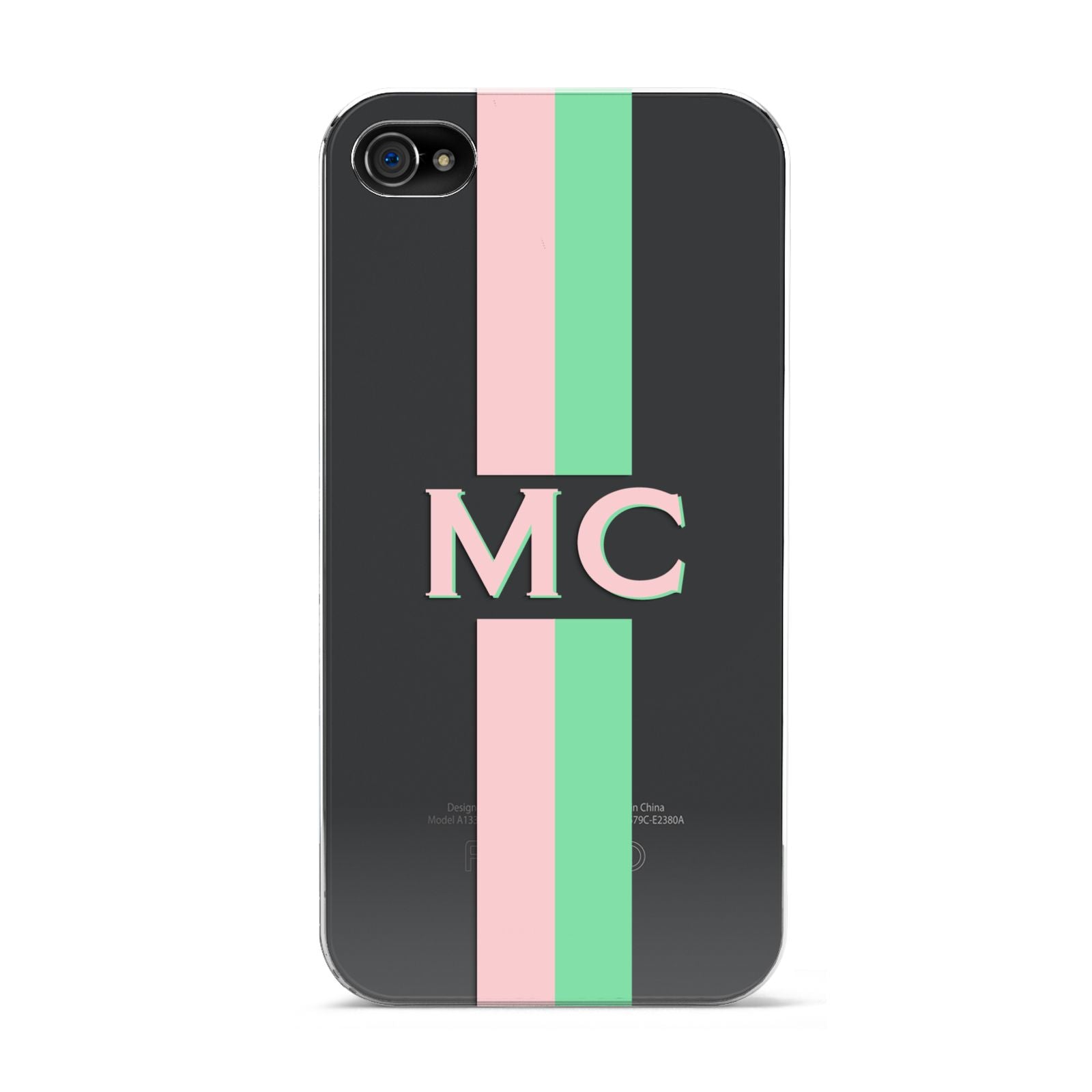 Personalised Transparent Striped Pink Green Apple iPhone 4s Case