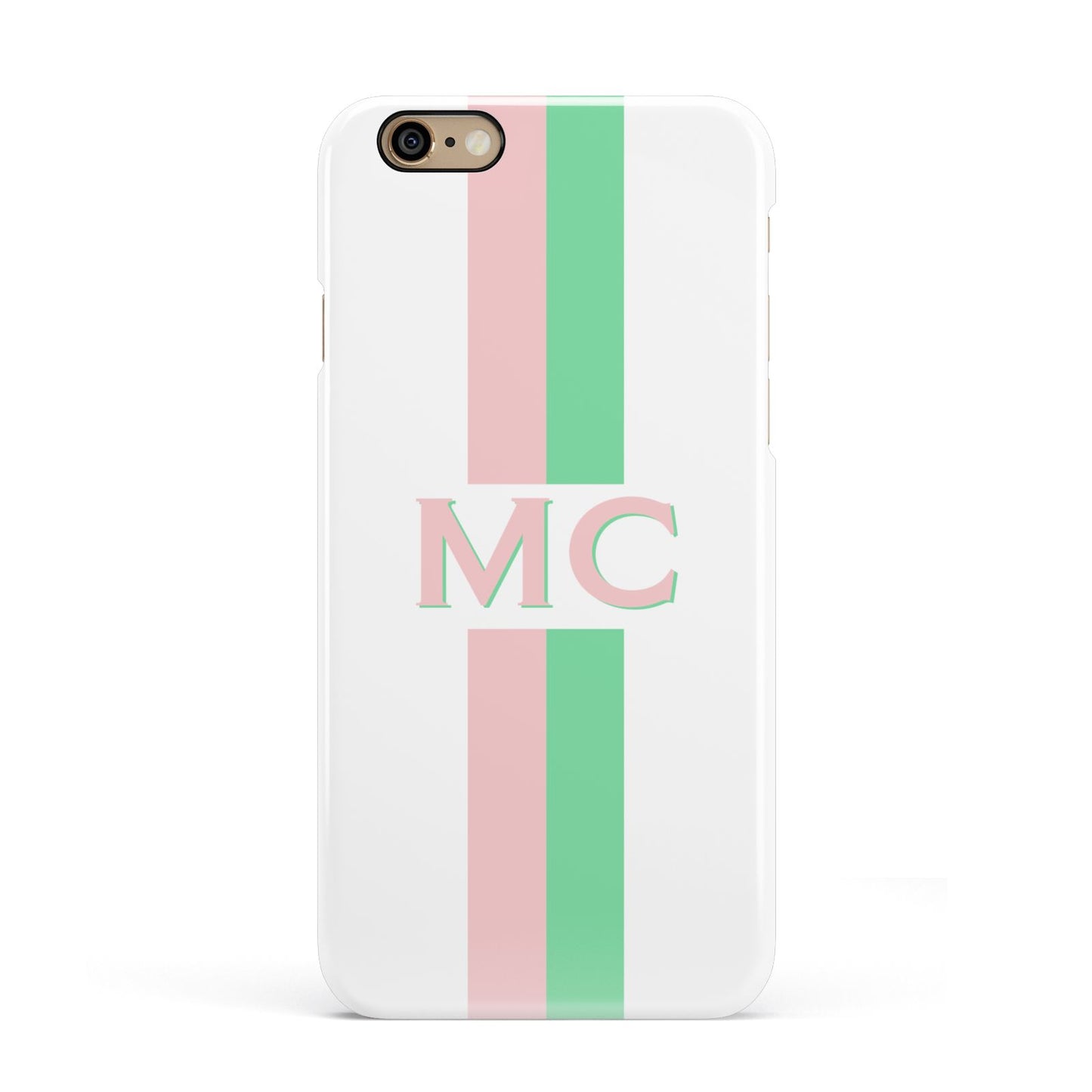 Personalised Transparent Striped Pink Green Apple iPhone 6 3D Snap Case