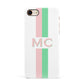 Personalised Transparent Striped Pink Green Apple iPhone 7 8 3D Snap Case