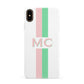 Personalised Transparent Striped Pink Green Apple iPhone Xs Max 3D Snap Case