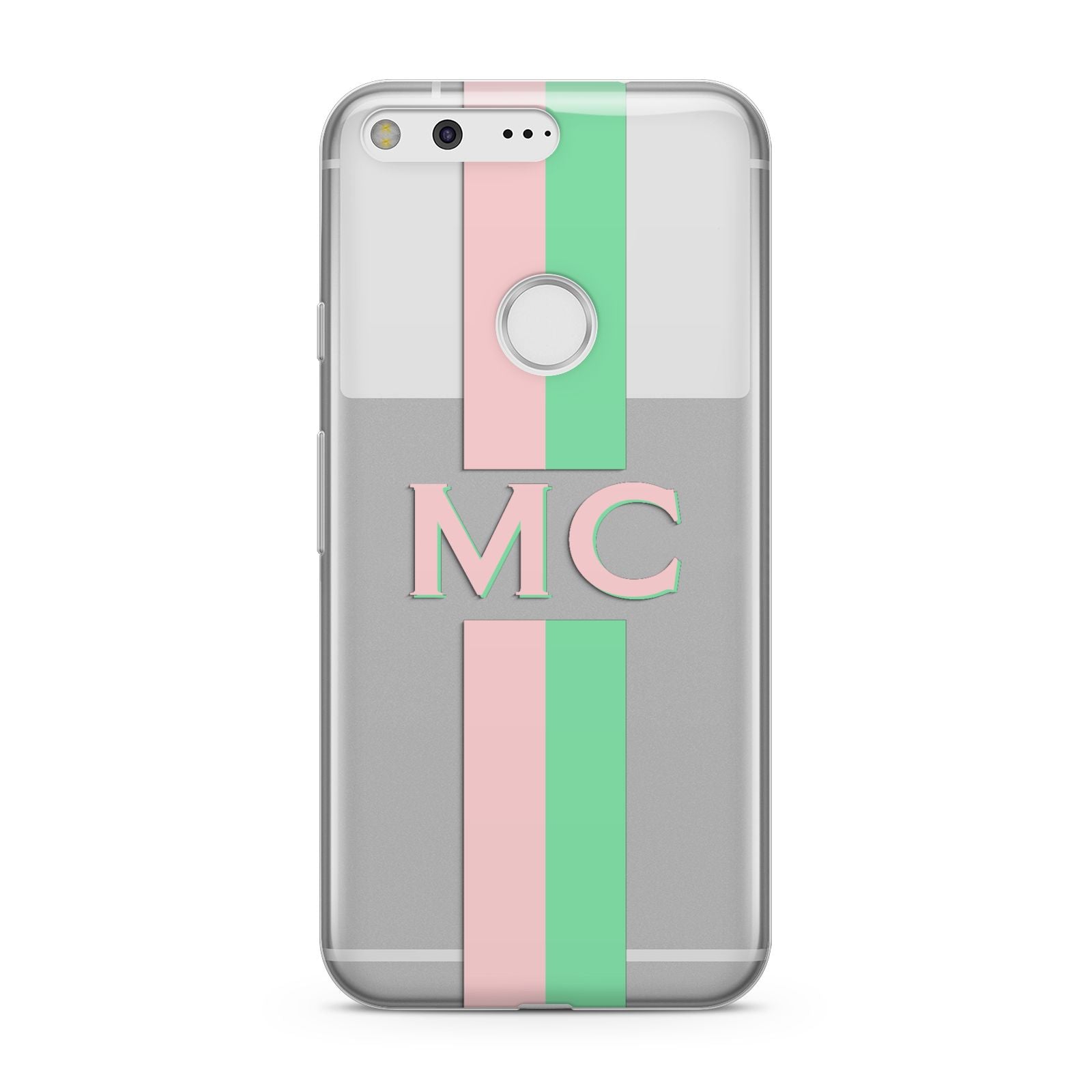 Personalised Transparent Striped Pink Green Google Pixel Case
