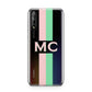 Personalised Transparent Striped Pink Green Huawei Enjoy 10s Phone Case