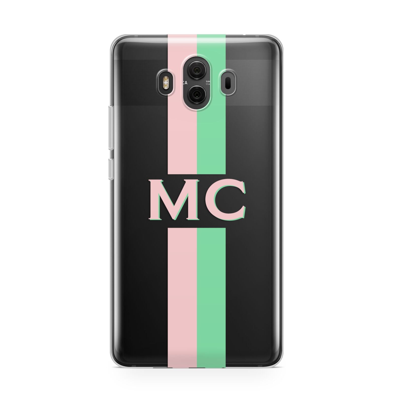 Personalised Transparent Striped Pink Green Huawei Mate 10 Protective Phone Case
