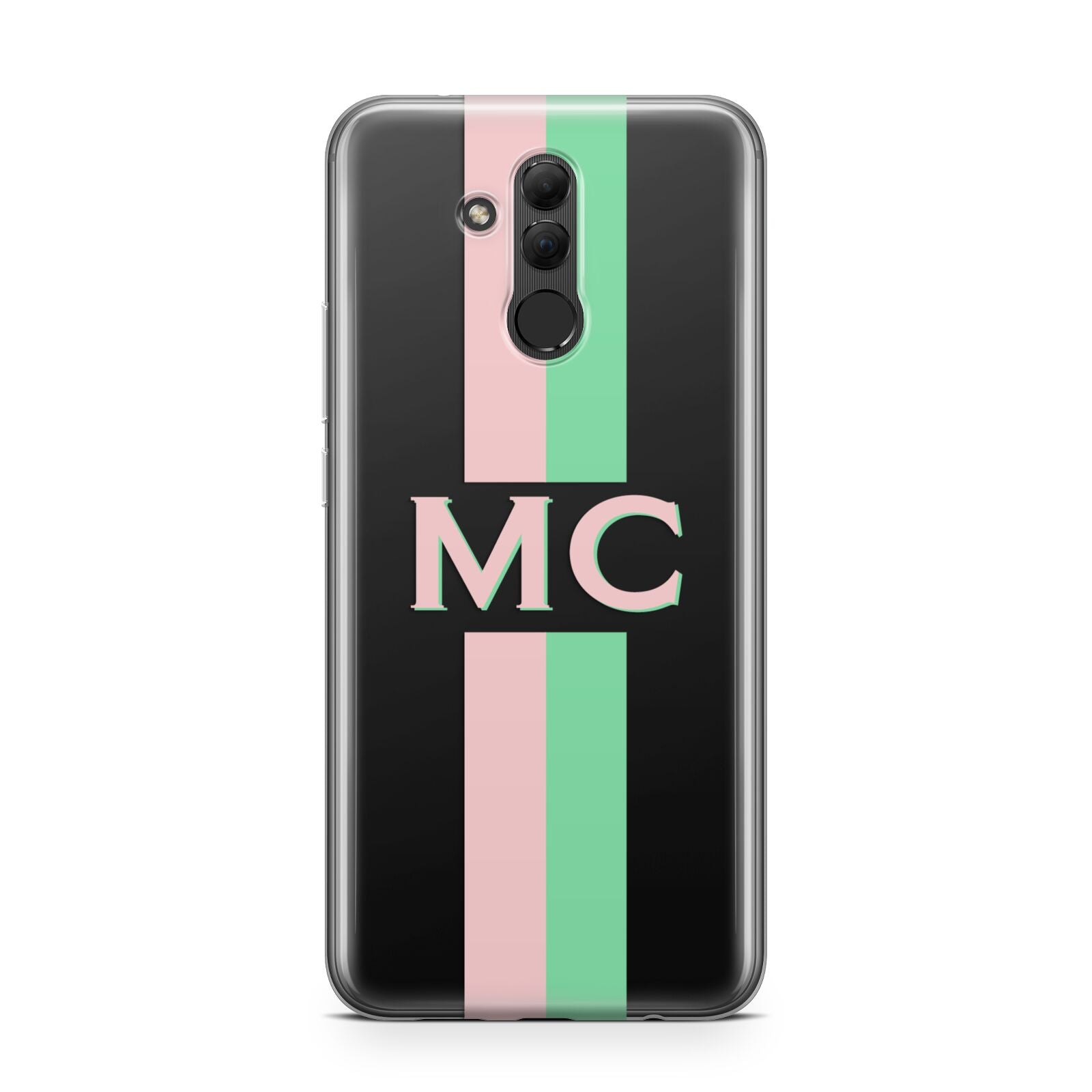Personalised Transparent Striped Pink Green Huawei Mate 20 Lite
