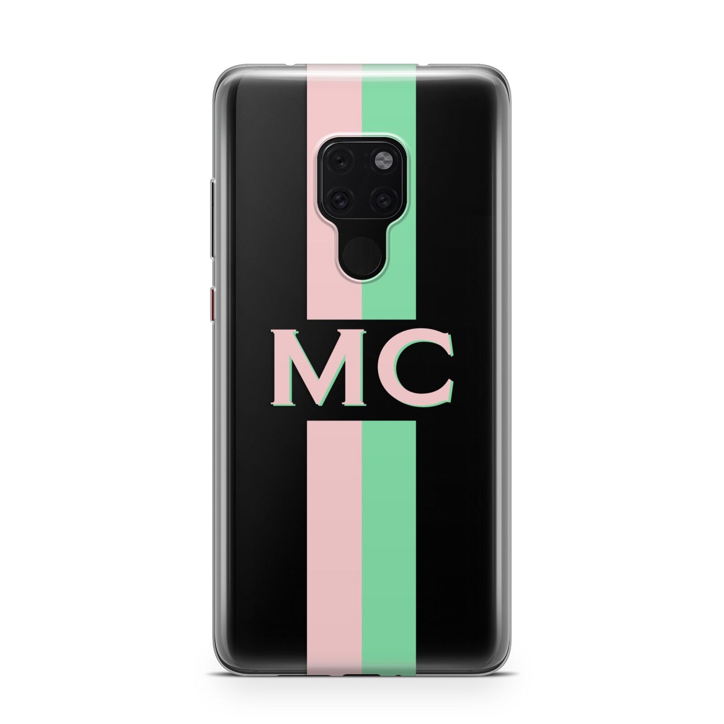 Personalised Transparent Striped Pink Green Huawei Mate 20 Phone Case