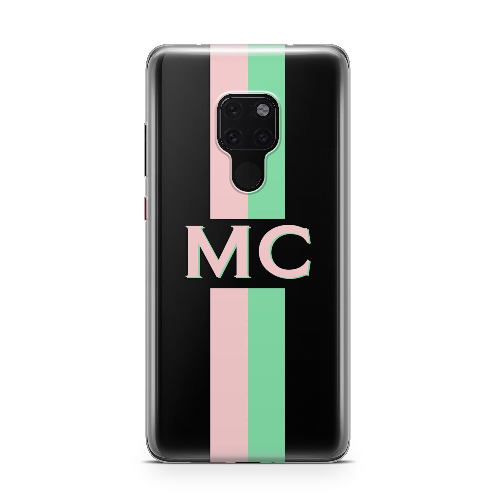 Personalised Transparent Striped Pink Green Huawei Mate 20 Phone Case