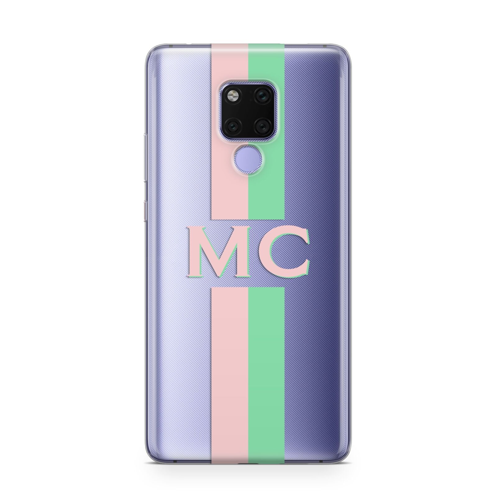 Personalised Transparent Striped Pink Green Huawei Mate 20X Phone Case