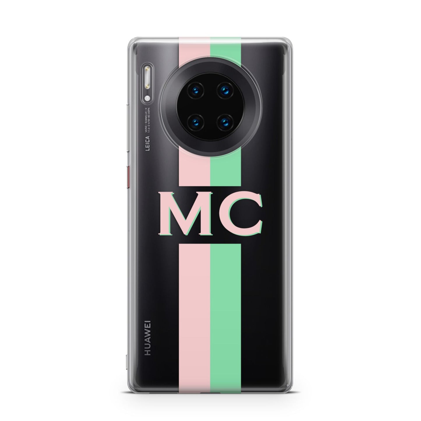 Personalised Transparent Striped Pink Green Huawei Mate 30 Pro Phone Case