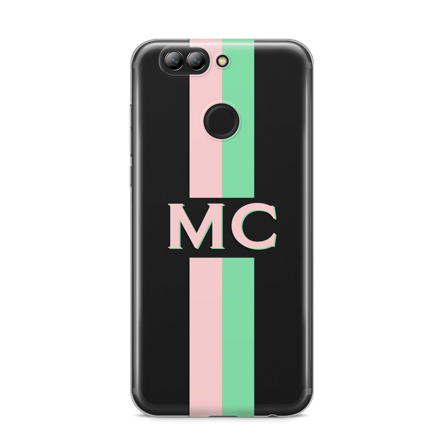Personalised Transparent Striped Pink Green Huawei Nova 2s Phone Case