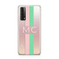 Personalised Transparent Striped Pink Green Huawei P Smart 2021