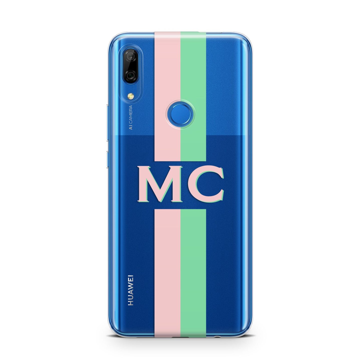 Personalised Transparent Striped Pink Green Huawei P Smart Z
