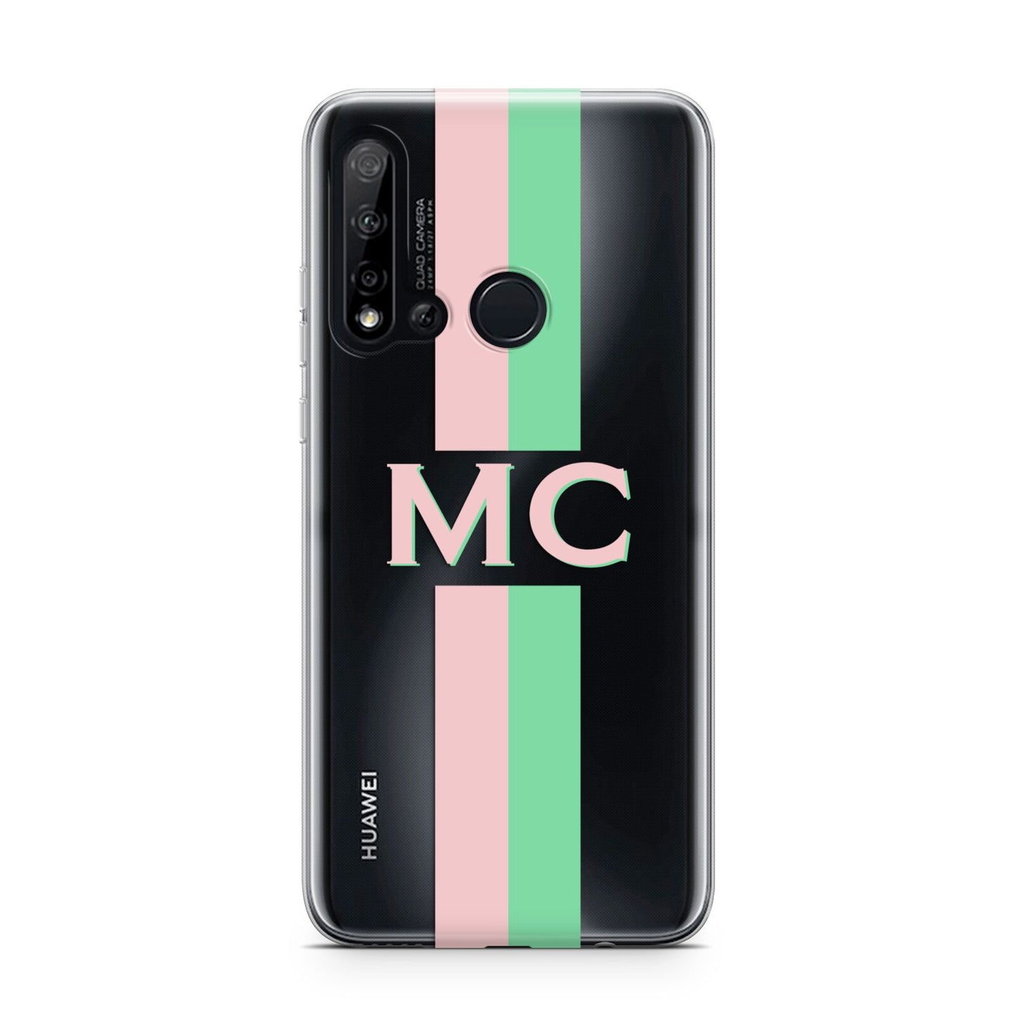 Personalised Transparent Striped Pink Green Huawei P20 Lite 5G Phone Case