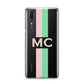 Personalised Transparent Striped Pink Green Huawei P20 Phone Case