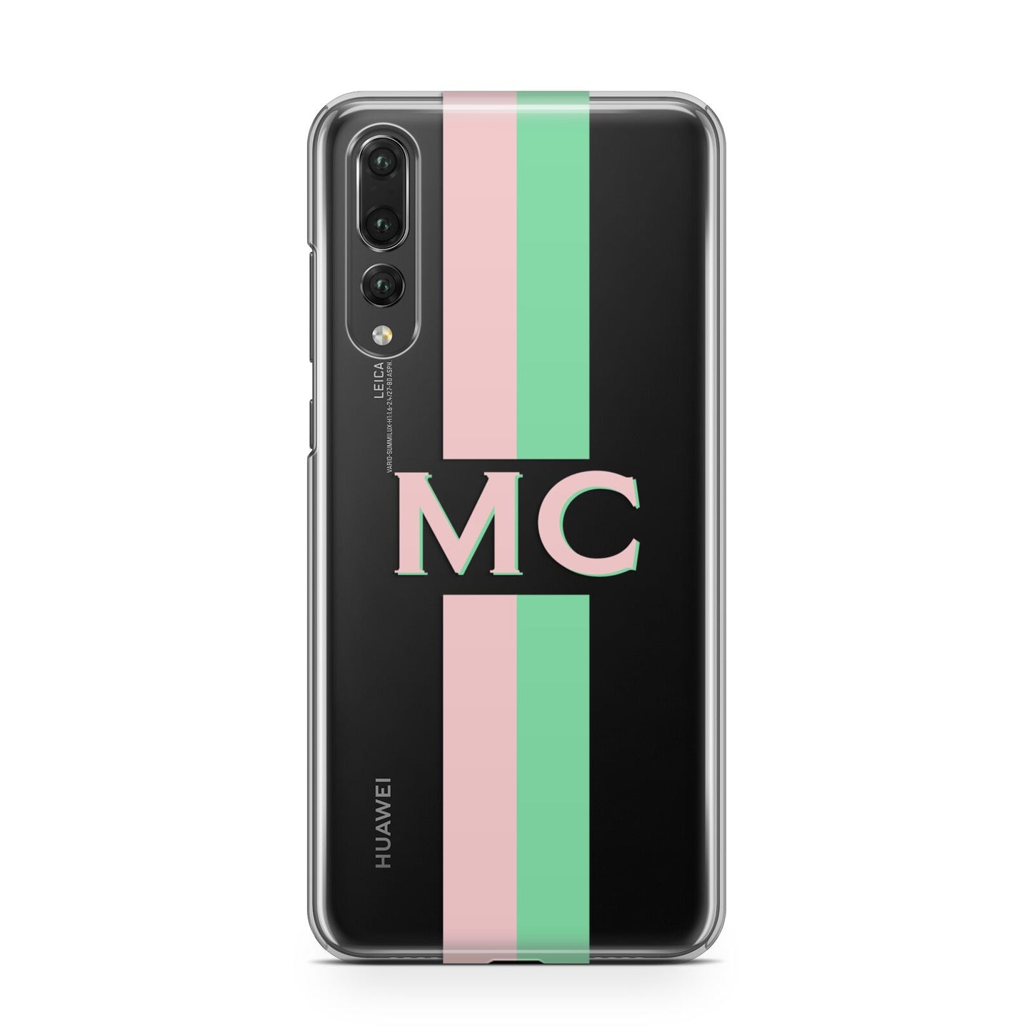 Personalised Transparent Striped Pink Green Huawei P20 Pro Phone Case