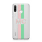 Personalised Transparent Striped Pink Green Huawei P30 Lite Phone Case