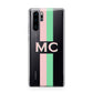 Personalised Transparent Striped Pink Green Huawei P30 Pro Phone Case