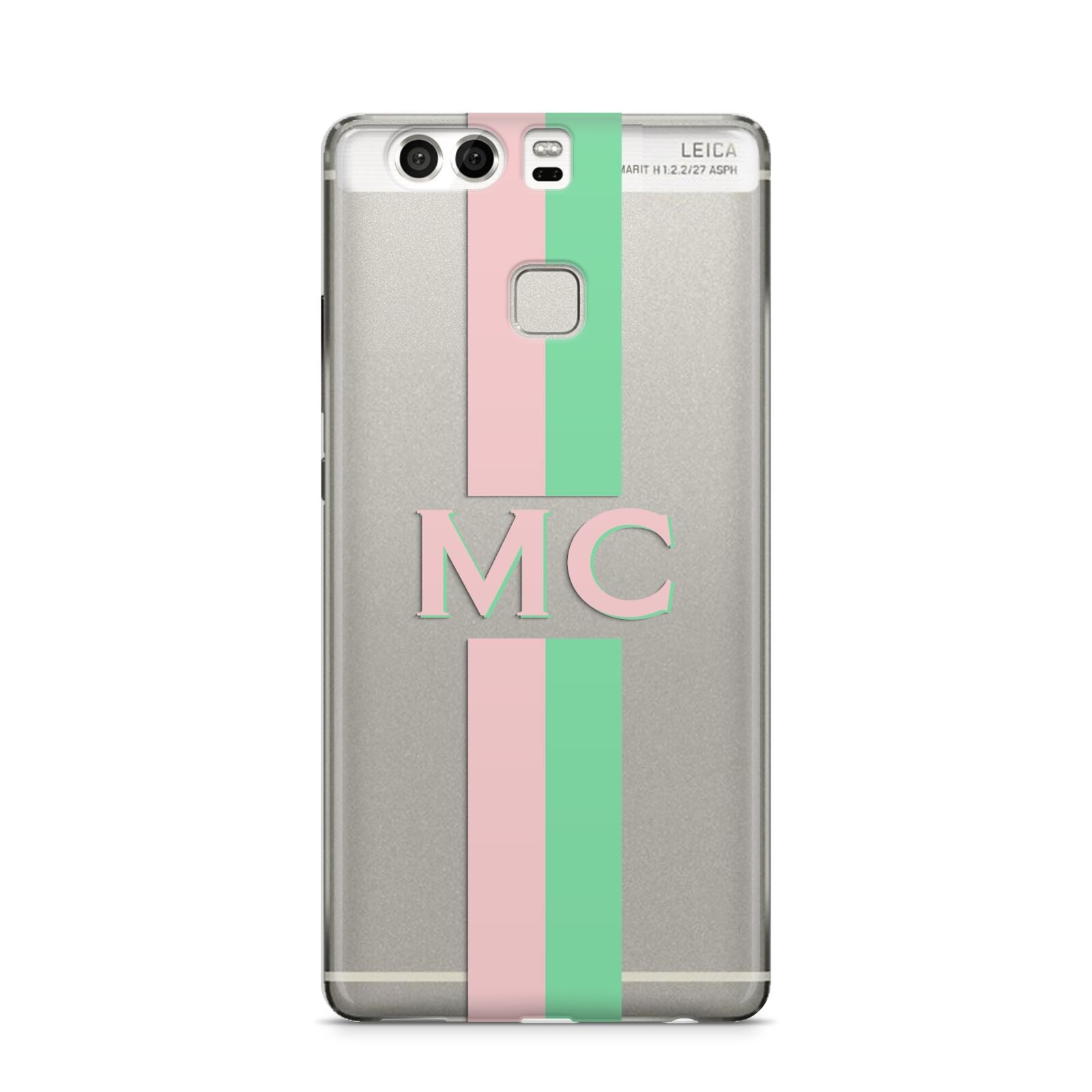 Personalised Transparent Striped Pink Green Huawei P9 Case