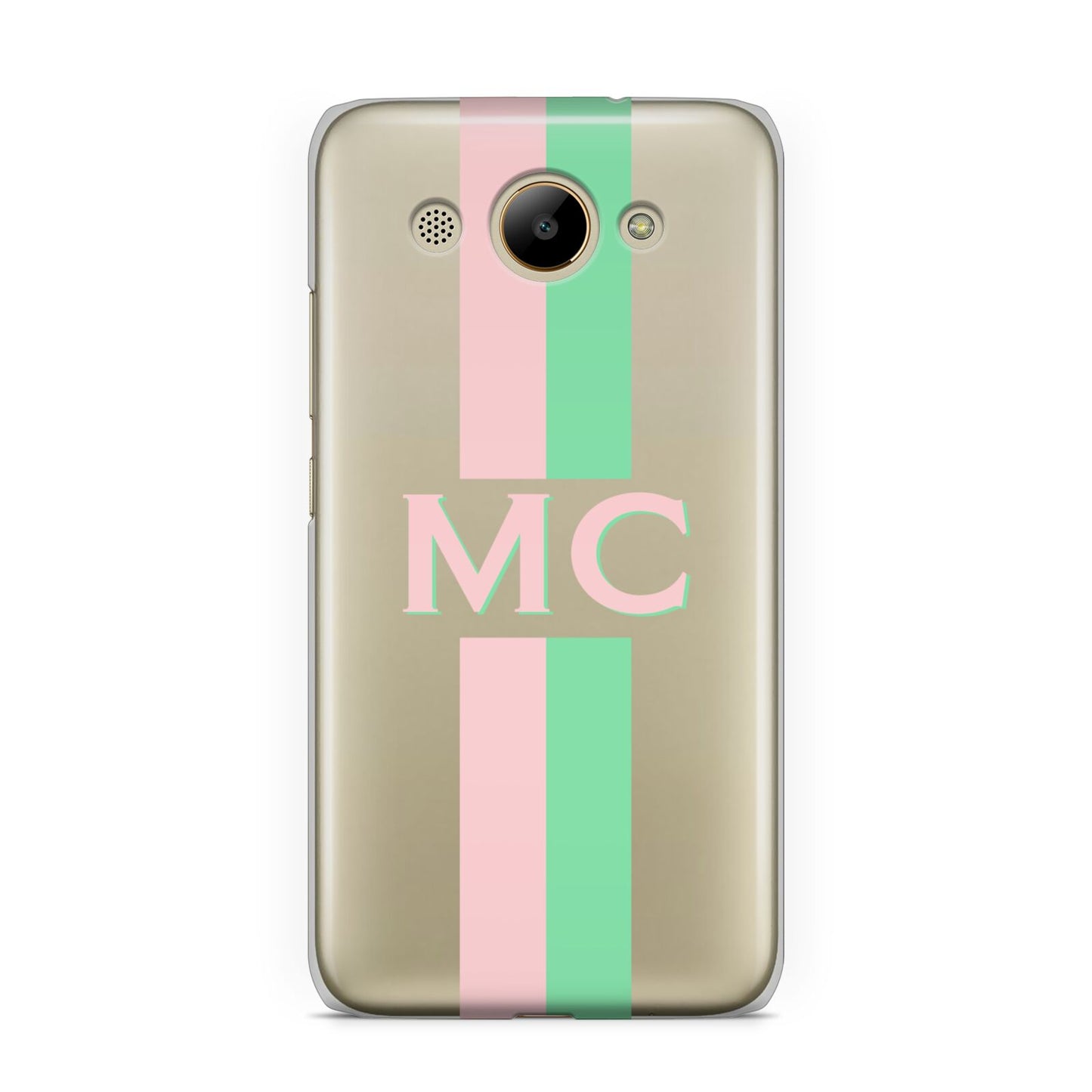 Personalised Transparent Striped Pink Green Huawei Y3 2017