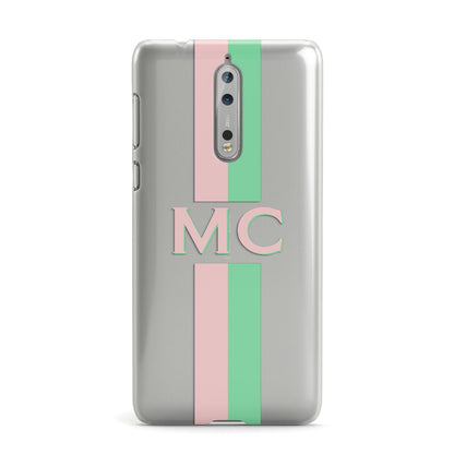 Personalised Transparent Striped Pink Green Nokia Case