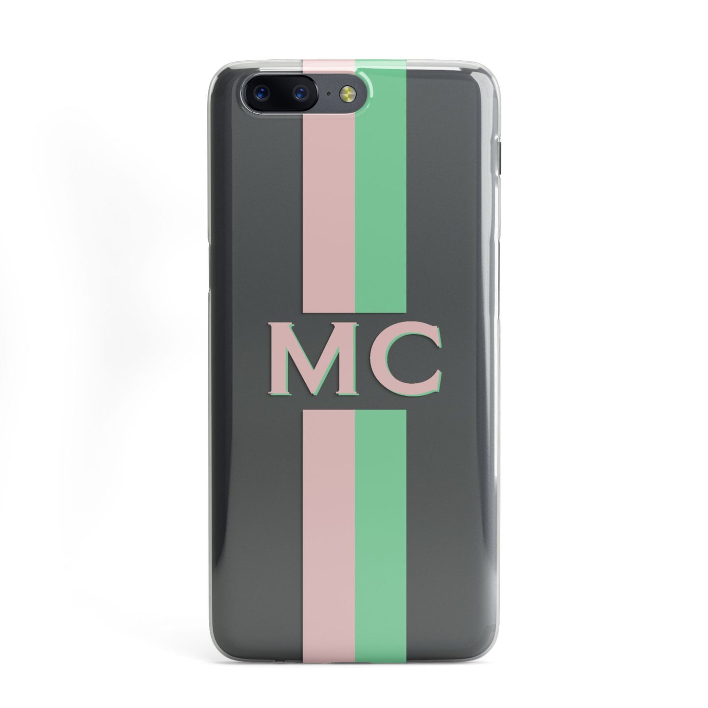 Personalised Transparent Striped Pink Green OnePlus Case
