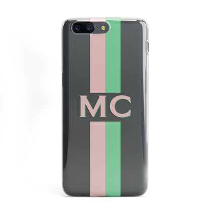 Personalised Transparent Striped Pink Green OnePlus Case