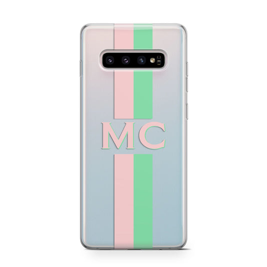 Personalised Transparent Striped Pink Green Protective Samsung Galaxy Case
