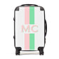 Personalised Transparent Striped Pink Green Suitcase